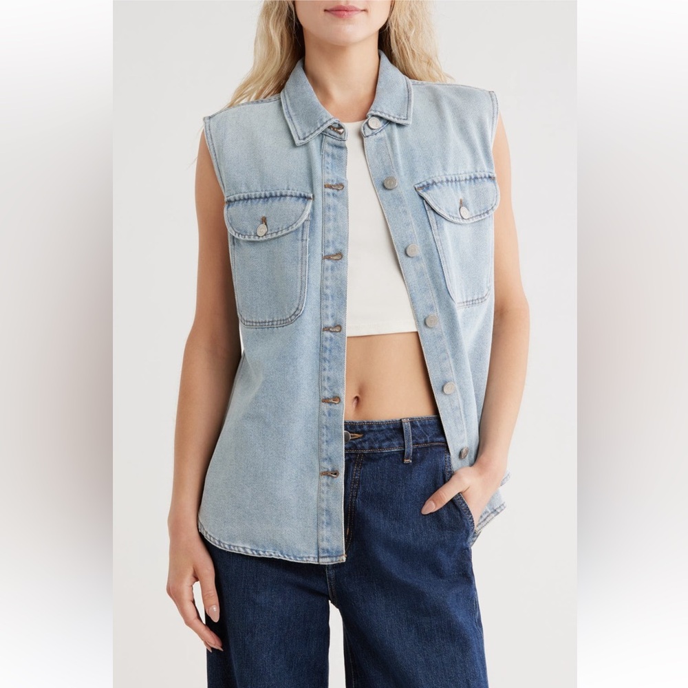 Hubitual Curved Hem Denim Vest
